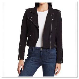 BLANK NYC Sin City Cotton Mesh Panel Moto Jacket Black Silver Size S LIKE NEW